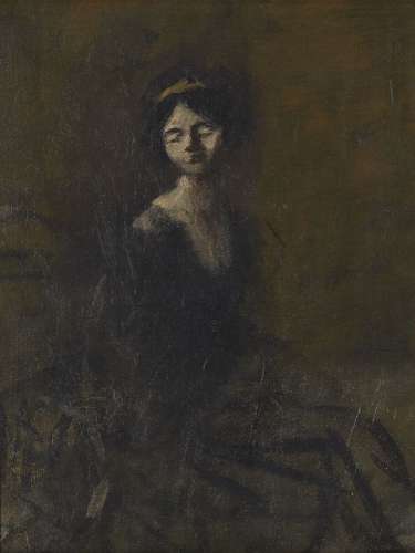 Jean-Louis Forain, French 1852-1931- Portrait de femme; oil on canvas, 36.2 x 28.3cm Provenance: