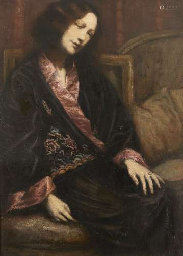 Émile Henri Bernard, French 1868-1941- Femme assise tête penchée, 1935; oil on board, signed lower