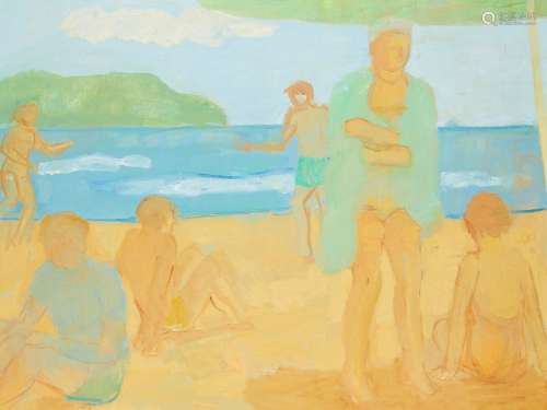 James Farrelly, American b.1959- Beach scene; oil on canvas, 100 x 130 cm Provenance: Rebecca