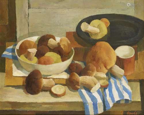 Vilis Ozols, Latvian 1929-2014; Still Life with mushrooms, circa 1990; oil on canvas, signed lower