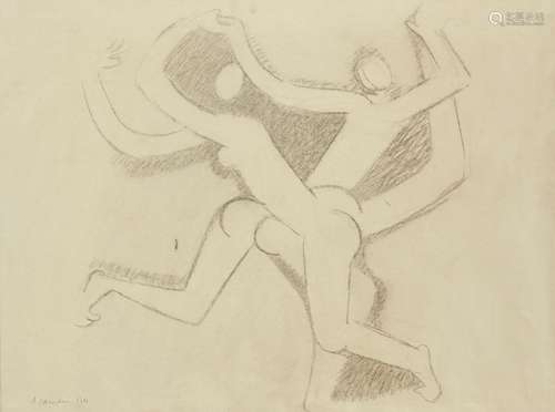 André Beaudin, French 1895-1979- Composition of Figures, 1934; charcoal, signed and dated 1934 lower