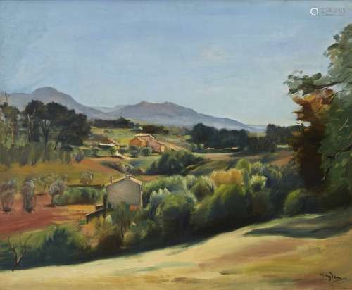 Henri Hayden, French 1883-1970; Hameau dans la vallée; oil on canvas, signed lower right, 50 x
