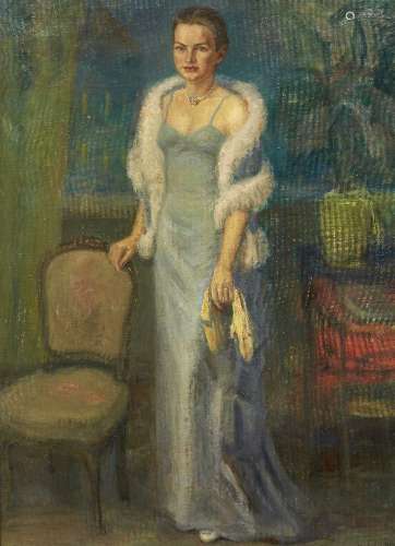Martin Kaalund-Jørgensen, Danish 1889-1952- Portrait of a lady; oil on canvas, signed lower right,