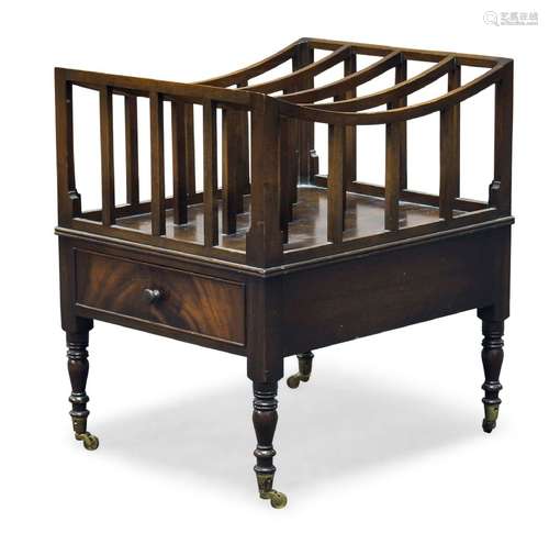 A George IV style mahogany Canterbury by Mines of Downley, late 20th Century, with four divisions,