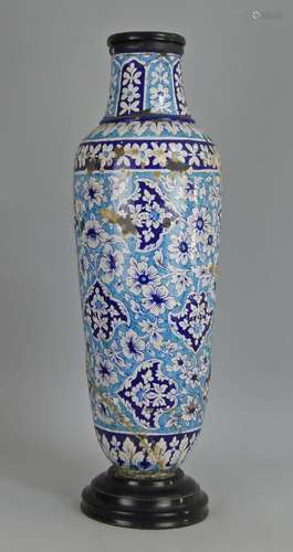 An Indian Sind pottery amphora shaped vase, late 19th/early 20th century, decorated with stylised