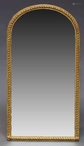 A Victorian gilt wall mirror, of arched form, with rope twist border, 77cm high, 41cm wide60