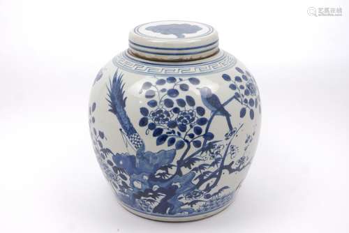 A Chinese blue & white porcelain jar and cover, decorated in the Ming style, decorated with