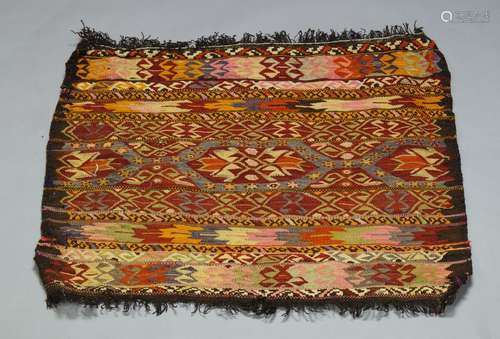 Three Turkmen bags, a Turkmen bag face and a Turkish rug (5)150