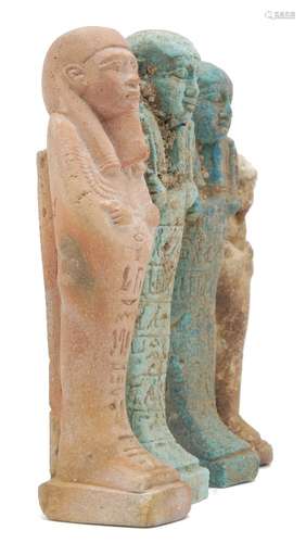 Four reproduction mummiform Egyptian shabtis