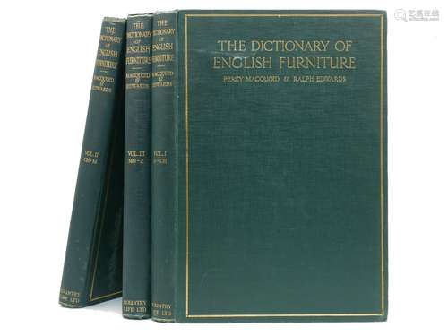 The Dictionary of English Furniture, Vol. 1-3, MCMXXIV, New York, in three green bound volumes,