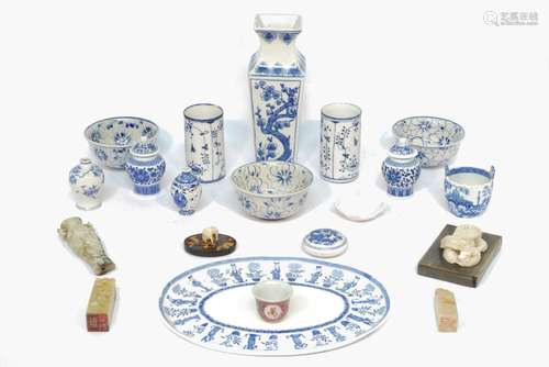 A mixed lot of Asian porcelains and works of art, mostly of modern manufacture, to comprise three