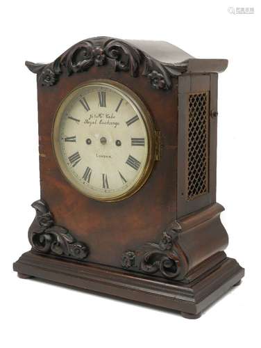 An early Victorian mahogany bracket clock by James Mc Cabe, the architectural form case enriched