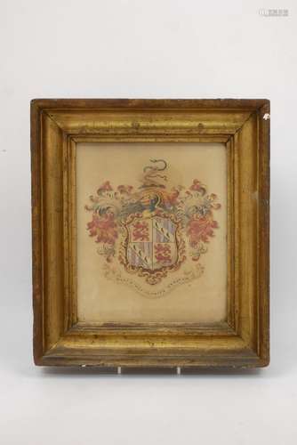 A Victorian armorial, with the motto Manus Haec Inimica Tyrannis, watercolour on paper, framed and