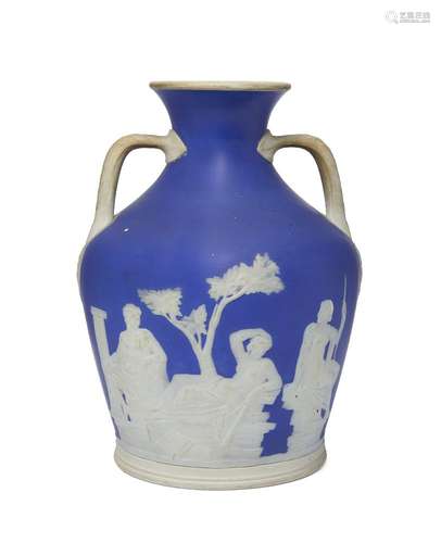 A Jasperware copy of the Portland vase, in the manner of Wedgwood, 19th century, impressed marks