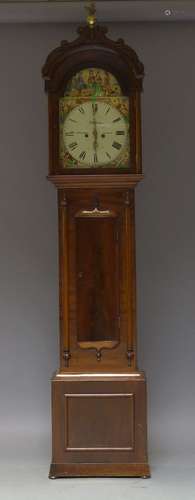 A Scottish Victorian mahogany longcase clock by G. Winterhalder, Glasgow, the arched hood centred by