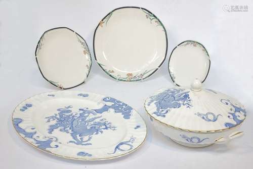 A Royal Worcester bone china porcelain part dinner service in the Blue Dragon pattern, to comprise