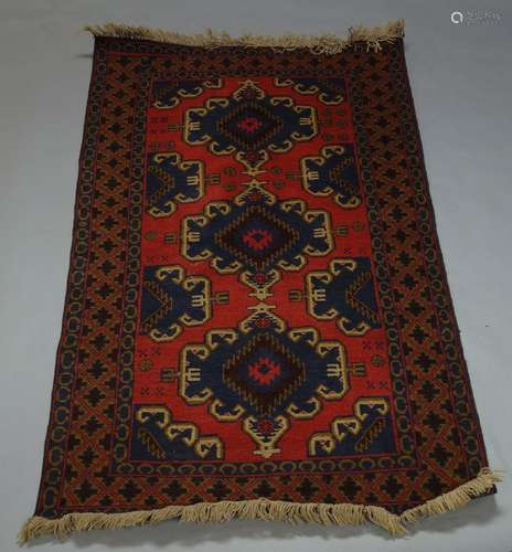 A Turkmen Soumak, 200cm x 120cm, together with two other Turkmen rugs (3)150