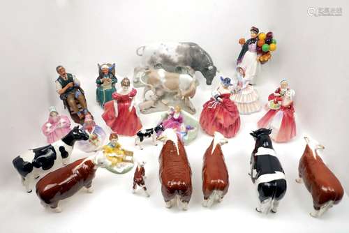 A collection of Beswick pottery cattle to comprise two bull, two calves, four milk cows, together