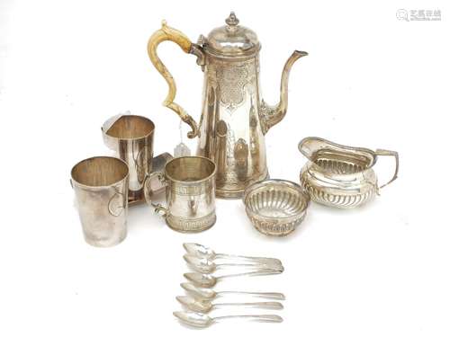 A silver cream jug, Sheffield, c.1894, Arthur Priestley & Co., the body of half lobed design to