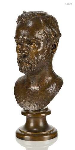 Paul Dubois, French, 1829-1905, A bronze bust of the scientist Louis Pasteur, signature to the