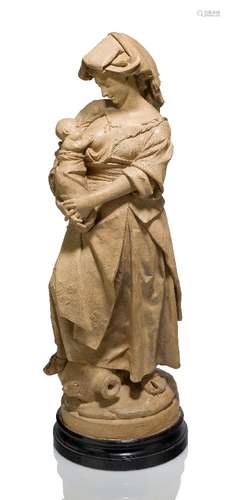 Albert-Ernest Carrier-Belleuse, French, 1824-1887, La Maternité Nepolitaine, a terracotta