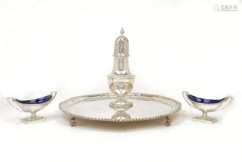 A pair of Victorian silver salt cellars, London, c.1885, Carrington & Co., of neoclassical design