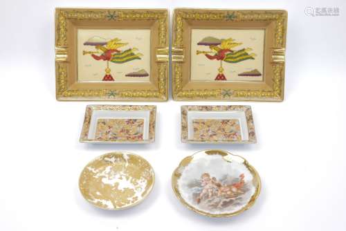 A pair of Patek Philippe Limoges porcelain rectangular dishes, decorated with berries and leaves,