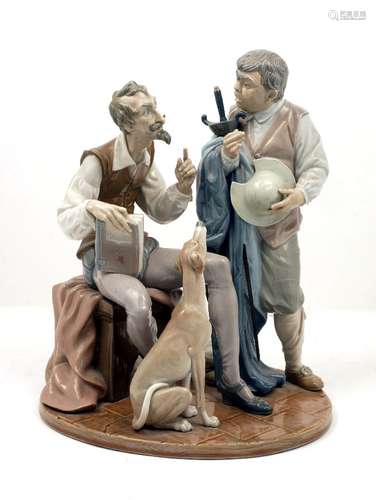 A large Lladro porcelain figure of Don Quixote and Sancho Panza, 39cm high.200