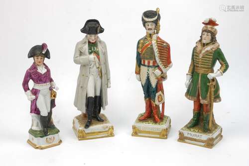 Three German Saxony porcelain figurines depicting French military leaders, to include Napoléon