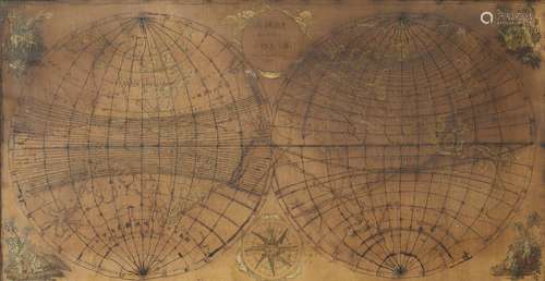 An oval embroidered map of England, 19th century, the map with a reserve containing Britannia, in