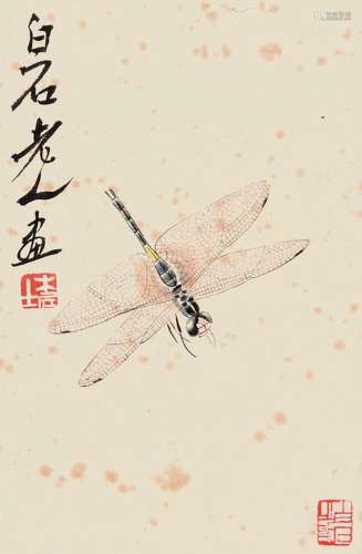齐白石 蜻蜓 纸本 立轴