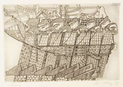 Ann Westley, British b. 1948- Mutineers; etching, signed, titled and numbered 13/25 in pencil, 20