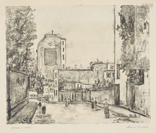 After Maurice Utrillo, French 1883-1955- Rue de l'Abreuvoir à Montmartre , 1937; collotype on