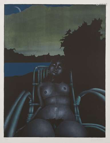 Paul Wunderlich, German 1927-2010- Twilight (wicker chair), 1971; lithograph in colours on wove,