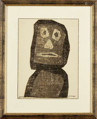 Jean Dubuffet, French 1901-1985- The Warrior, 1958; lithograph in colours on wove, signed in the