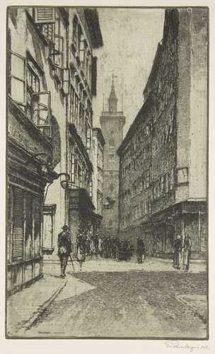 Josef Eidenberger, Austrian 1899-1991- Salzburg, Rathaus; etching on wove, signed in pencil, plate