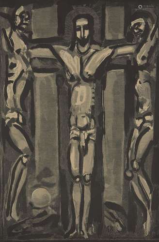 George Rouault, French 1871-1958- Adam et Eve au Golgotha, 1939; wood engraving on wove, title