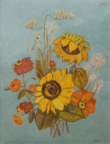 Avraham Azemon, Israeli 1916/18-2008- Bouquet of summer flowers; oil on canvas, signed, 92 x