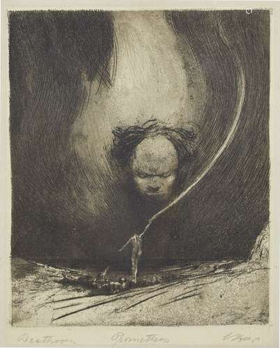 German Expressionist School, early 20th century- Beethoven, Prometheus; etching, signed indistinctly