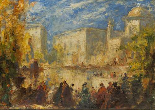 Tom Mostyn RBA ROI, British 1864-1930- A Memory of Venice; oil on canvas, signed, and signed and