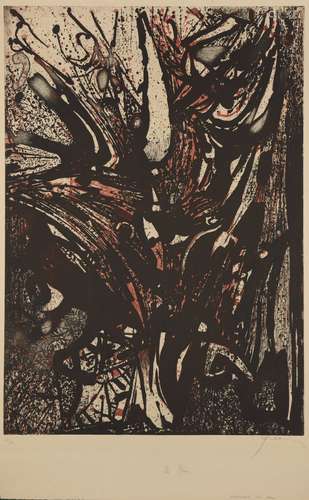 Mario Prassinos, Greek/French 1916-1985- Le Feu; etching in colours on wove, signed, titled and