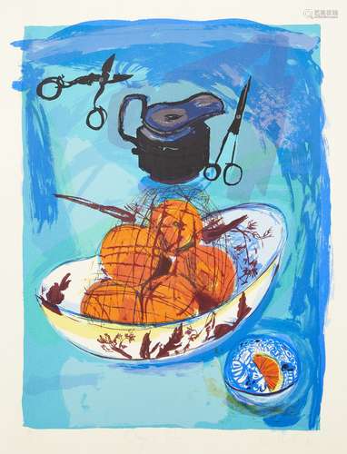 Chloe Cheese, British b.1952- Orange & Blue; lithograph in colours on wove, signed, titled and