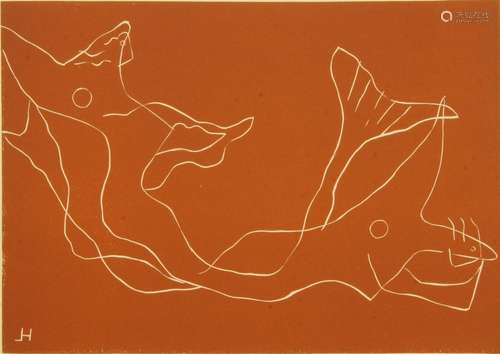 Henri Laurens, French 1885-1954- Sirènes, 1938; linocut in colours on wove, signed in the image,