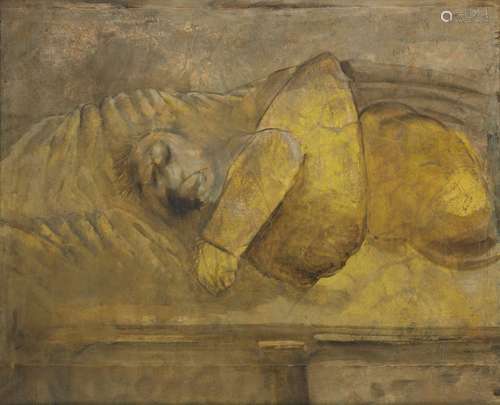 Castillo, Spanish, mid-late 20th century- Sleeping figure; oil on paper laid down on canvas,