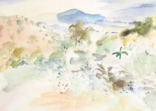 Liz Keyworth, British, late 20th/early 21st century- Mountain landscape and Garden landscape,