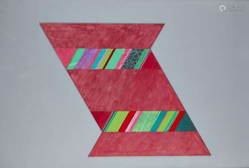 Michael Tyzack, British 1933-2007- Double Red Triangles; mixed media and collage on paper, signed