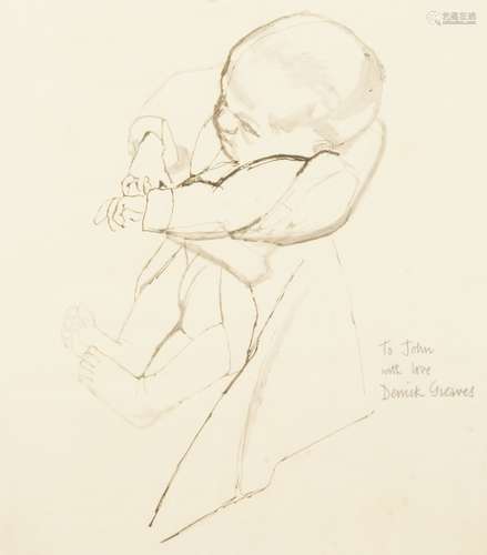 Derrick Greaves, British b.1927- Study of an infant; pen and black ink and wash on paper, signed and