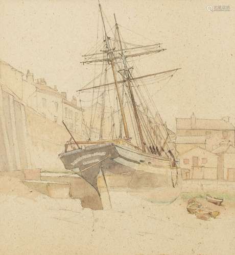 Eva Cohen, British 1907-2004- Brixham; pencil with touches of watercolour, bears inscribed label