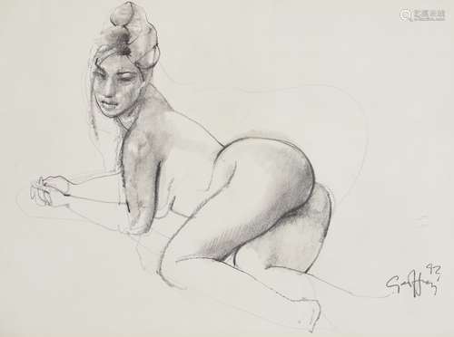 Geoffrey Humphries, British b.1945- Two drawings life drawings; pencil on paper, each signed, and