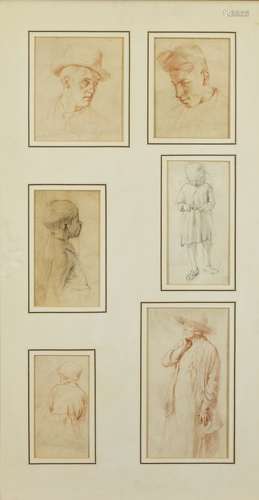 H M F Taylor NEAC, British exh. 1921- Figures and head studies; six drawings in red and black